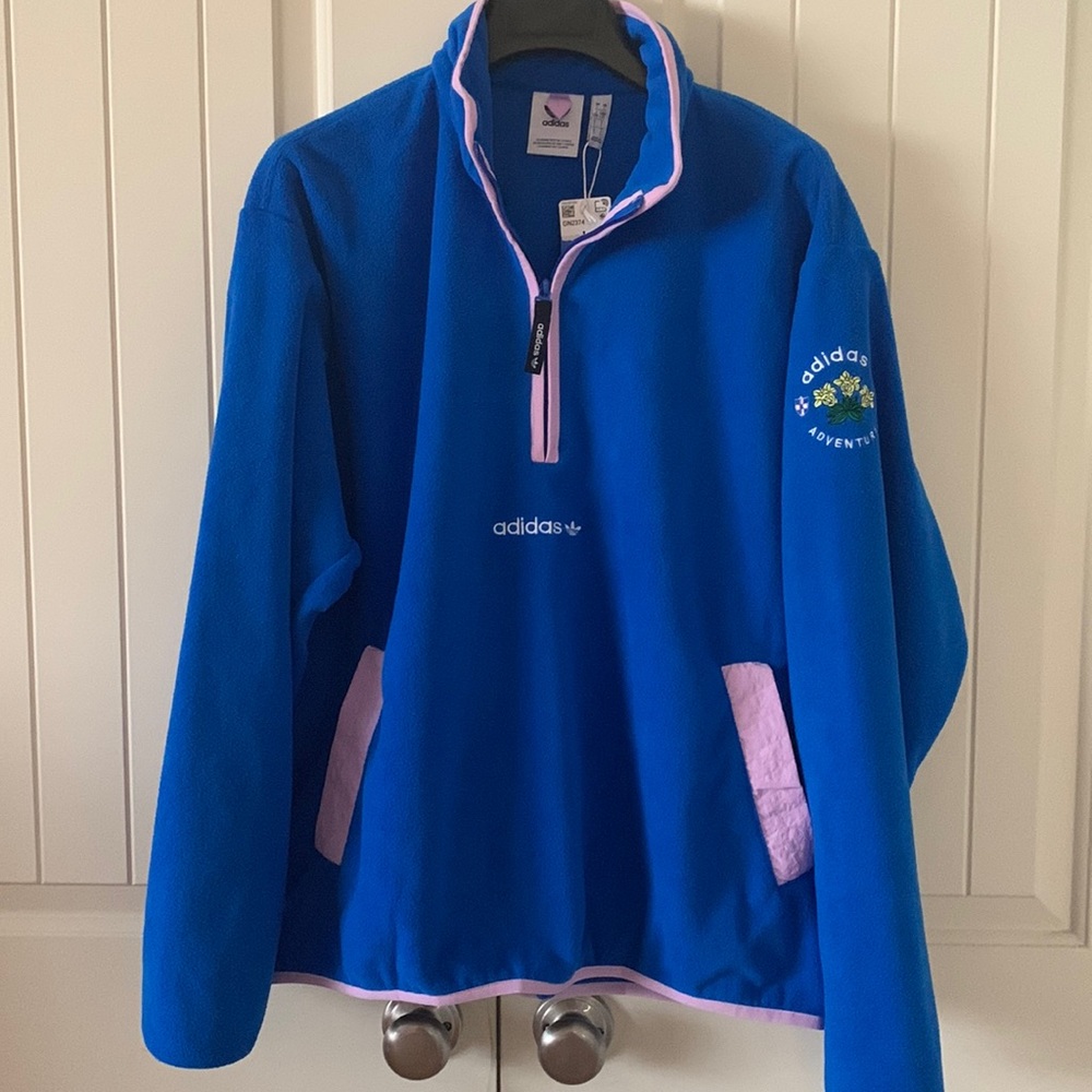 Adidas NWT Blue Adventure Field Half-Zip Fleece Sz L